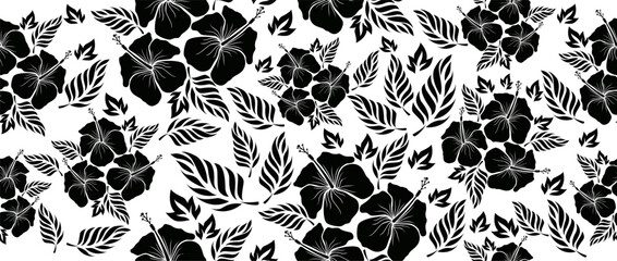 aloha hibiscus tropical flower hawaiian seamless pattern nature floral summer fabric Shirt wallpaper clothing abstract background © Yuliantart