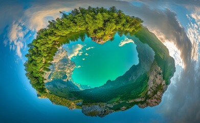 Fototapeta premium In the Alpach Julijskich, Laghi di Fusine is a sweeping landscape of rugged terrain