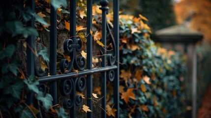 Decorative Iron Gate with Ivy