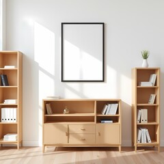 Fototapeta premium Frame mockup, wall art mockup, Living room wall poster mockup. Modern 3D render luxury interior design