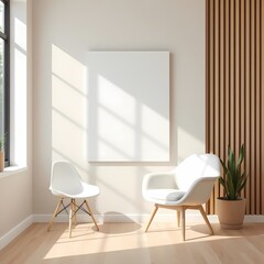 Frame mockup, wall art mockup, Living room wall poster mockup. Modern 3D render luxury interior design