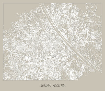 Vienna (Austria) street map outline for poster, paper cutting.