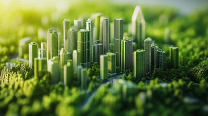 Designing a Sustainable Cityscape with EcoFriendly Skyscrapers and Green Technology Concept Sustainable Urban Planning EcoFriendly Buildings Green Technology Cityscape Design