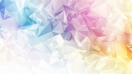 Obraz premium Colorful abstract geometric background with a soft pastel gradient featuring pink, blue, and yellow low poly crystal patterns, perfect for modern design and creative visual