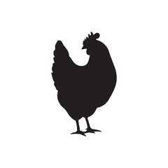 chicken black logo Vector black silhouette of a chicken on a white background.