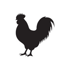 chicken black logo Vector black silhouette of a chicken on a white background.