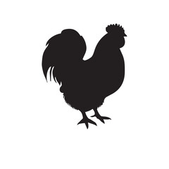 chicken black logo Vector black silhouette of a chicken on a white background.