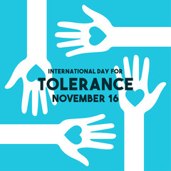 International Day for Tolerance. November 16. Blue background. Flat design vector.