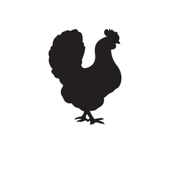 chicken black logo Vector black silhouette of a chicken on a white background.