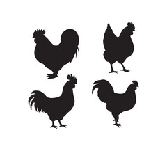 chicken black logo Vector black silhouette of a chicken on a white background.