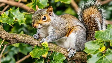 Squirrel perched on a tree branch