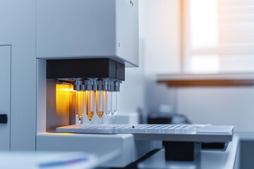 Modern lab equipment conducting automated analysis