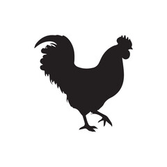 chicken black logo Vector black silhouette of a chicken on a white background.