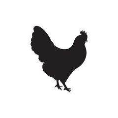 chicken black logo Vector black silhouette of a chicken on a white background.