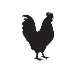 chicken black logo Vector black silhouette of a chicken on a white background.