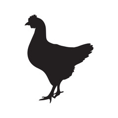 chicken black logo Vector black silhouette of a chicken on a white background.