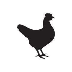 chicken black logo Vector black silhouette of a chicken on a white background.