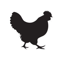 chicken black logo Vector black silhouette of a chicken on a white background.