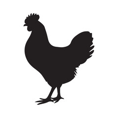 chicken black logo Vector black silhouette of a chicken on a white background.