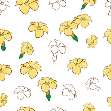 Hawaiian Hand drawing Seamless Pattern Puakenikeni vector illustration 