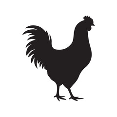 chicken black logo Vector black silhouette of a chicken on a white background.