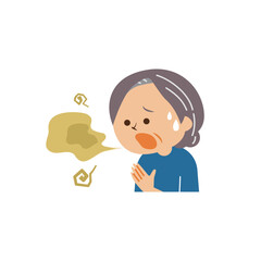 口臭に悩むシニア女性　かわいいイラスト