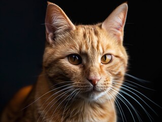 Close-up Portrait of a Ginger Cat with Golden Eyes