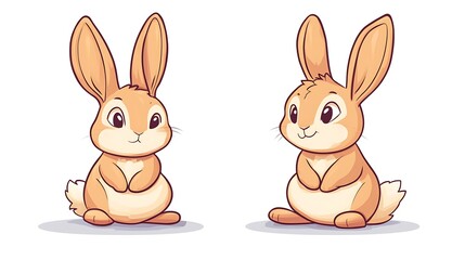 Fototapeta premium Two Adorable Cartoon Bunnies