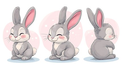 Fototapeta premium Two Adorable Cartoon Bunnies
