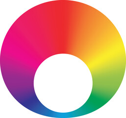 Color ring - arrangement of color hues around a wheel or disc. Vector illustration with rainbow light spectrum gradient