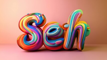 Obraz premium Colorful 3D letters spelling 'seh' on a pink background.