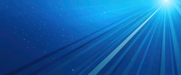 Fototapeta premium Heavenly Rays of Light Shine Down on a Sparkling Blue Background. A vibrant blue backdrop is illuminated by bright, ethereal rays of light that stream down from above.