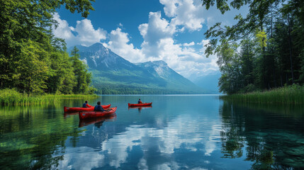 kayaks on the lake