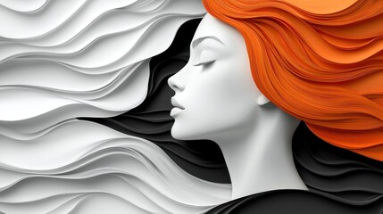 Abstract Portrait of a Woman with Orange Hair