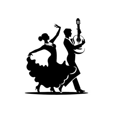 Simple Vector Icon of a spanish flamenco music and dance &ndash; Logo Design Illustration