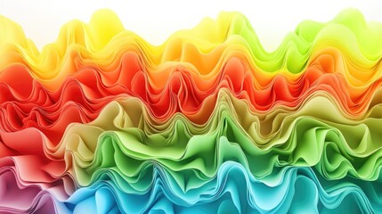 Vibrant and Colorful Layers of Crumpled Paper Creating an Artistic Wave Pattern in Shades of Red, Orange, Yellow, Green, and Blue for Modern Designs and Backgrounds