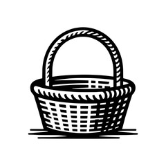 Simple Vector Icon of a Harvest Basket &ndash; Logo Design Illustration