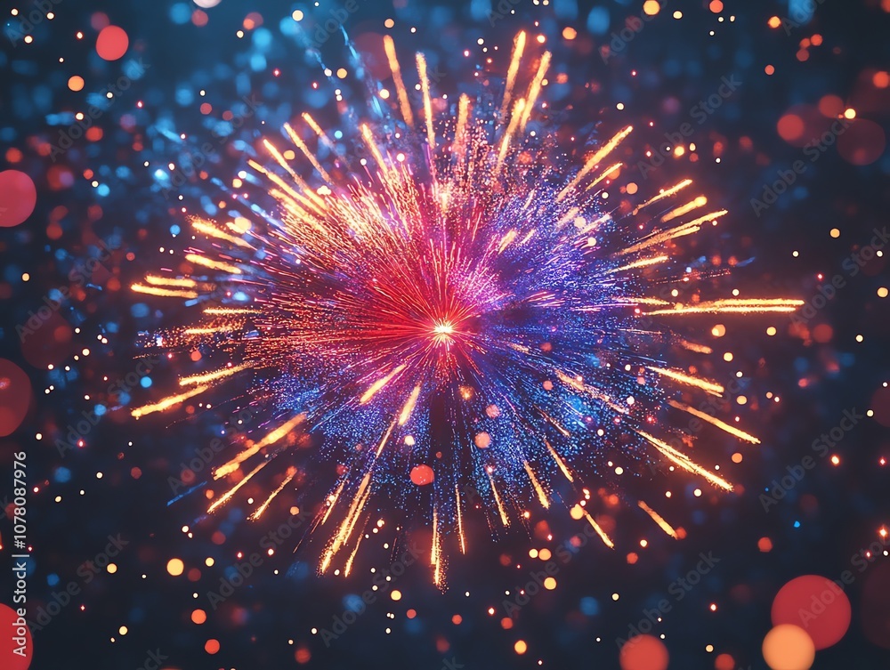 Poster Abstract colorful starburst explosion with bokeh background.