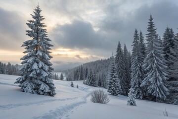 Winter Landscape with Snow and Trees