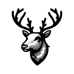 Simple Vector Icon of a head Peary Caribou – Logo Design Illustration