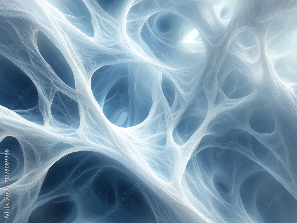 Aufkleber Abstract fractal pattern of white lines on a blue background, resembling a network or web.