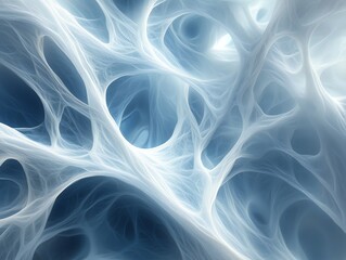 Obraz premium Abstract fractal pattern of white lines on a blue background, resembling a network or web.