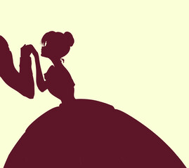 王子様に手を取られるお姫様　影絵 © shima