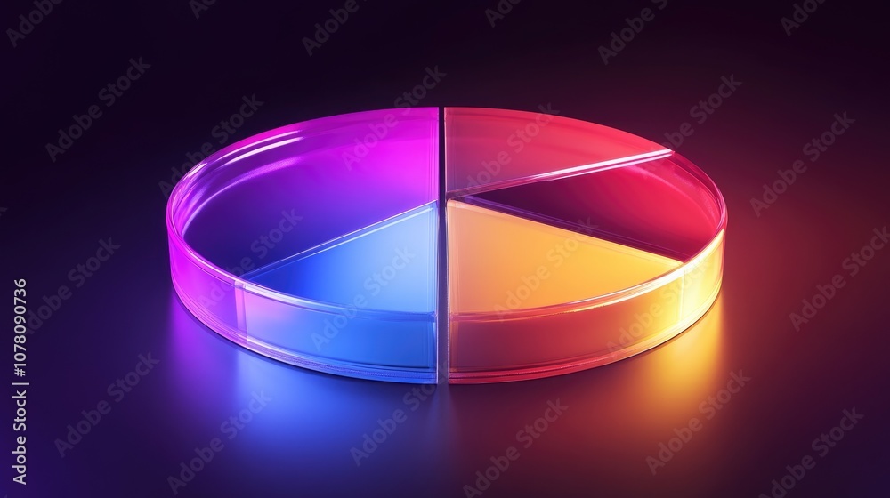 Poster vibrant colorful pie chart on dark background representing data visualization and analytical concept
