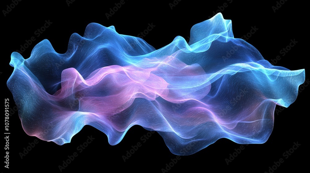 Poster abstract colorful waves of light with smooth curves and ethereal motion creating a dreamy visual exp