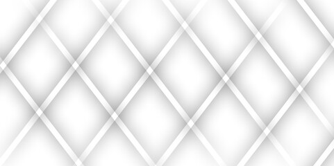 Fototapeta premium Abstract white background design with layers of textured white transparent material in triangle and squares shapes. White color technology concept geometric line vector white light grey background. 
