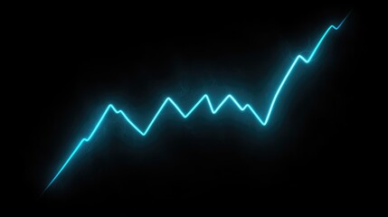 Neon Blue Graph Line Rising on Dark Background Symbolizing Growth and Progress in Business, Finance, and Technology Innovations for Creative Projects
