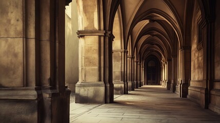 Naklejka premium Historic Archway Corridor View