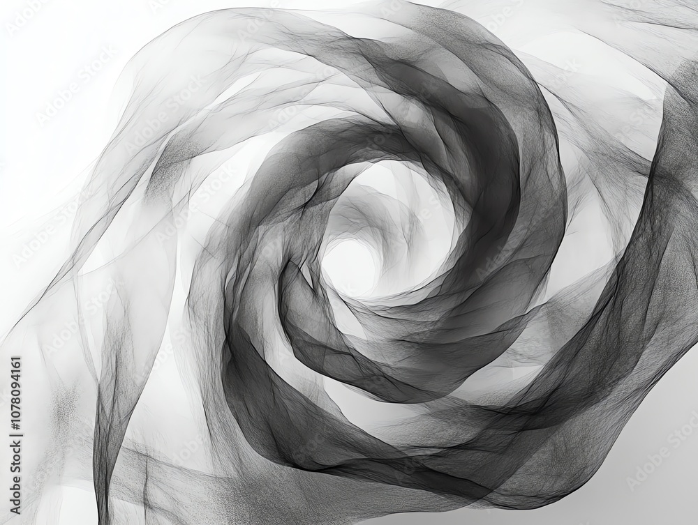 Poster Abstract swirling grayscale pattern with a circular opening in the center.