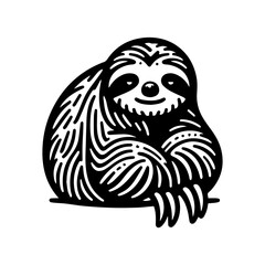 Obraz premium Simple Vector Icon of a Three toed sloth – Logo Design Illustration